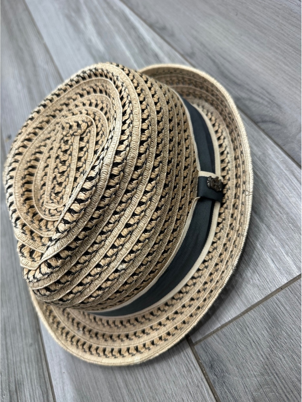 Tommy Bahama Straw Fedora Hat with Black Ribbon Band